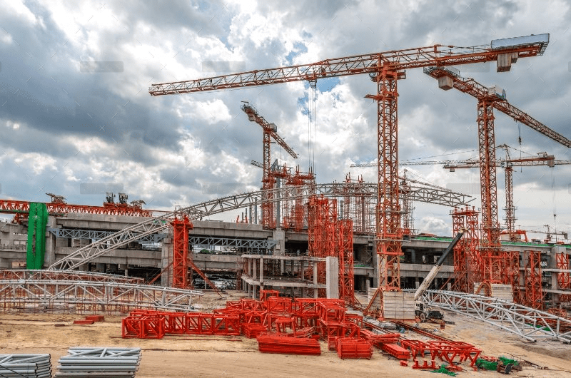 Construction cranes on site skytrain in asia PZY 2